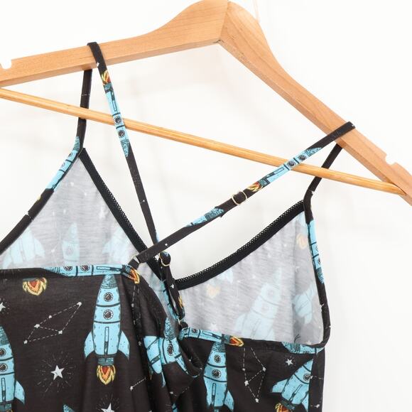 NWT ModCloth Romper Space Rocket Lounge Drawstring Waist Sleepwear Nerdy Size M - Picture 5 of 10
